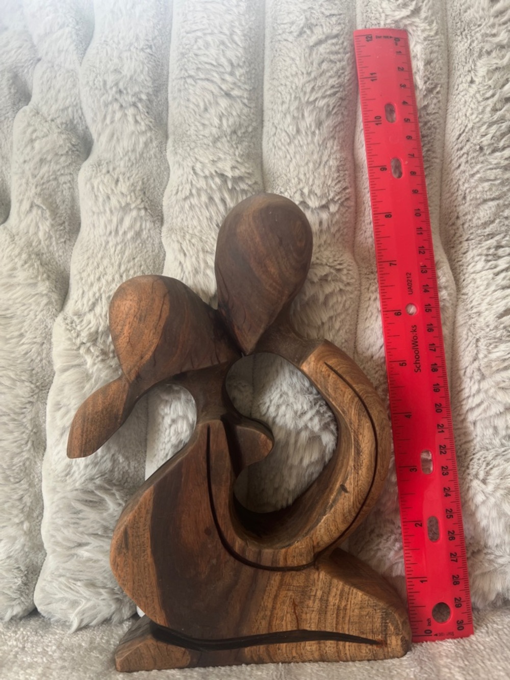 Handcrafted Brown Wooden Abstract Couple Sculpture - Home Wall Decor